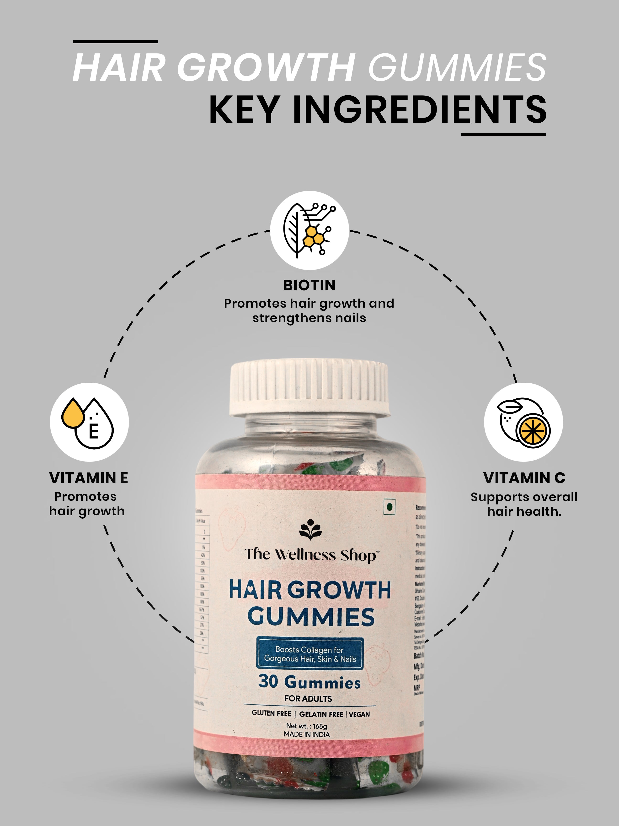 BIOTIN &amp; VEGAN HAIR GROWTH GUMMIES (NO ADDED SUGAR)