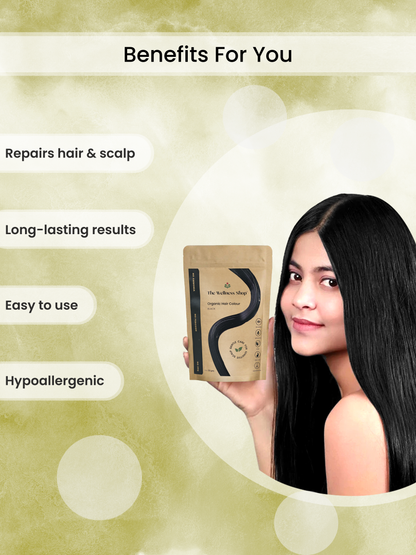 ORGANIC BLACK HAIR COLOUR (HENNA BASED, PREMIUM QUALITY, NO PPD, NO AMMONIA, LASTS 2-3 WEEKS)