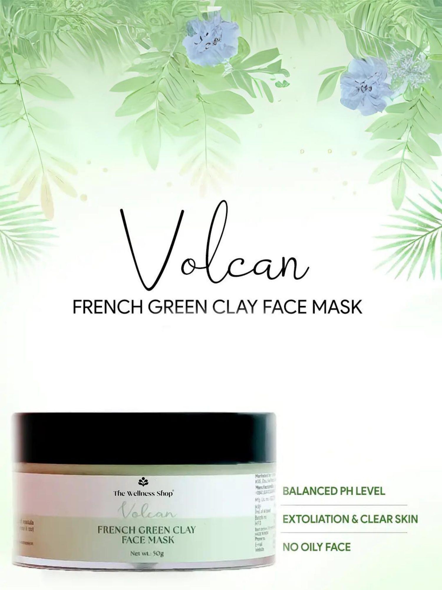 FRENCH GREEN CLAY FACE MASK (DETOXIFY &amp; IMPROVES SKIN&