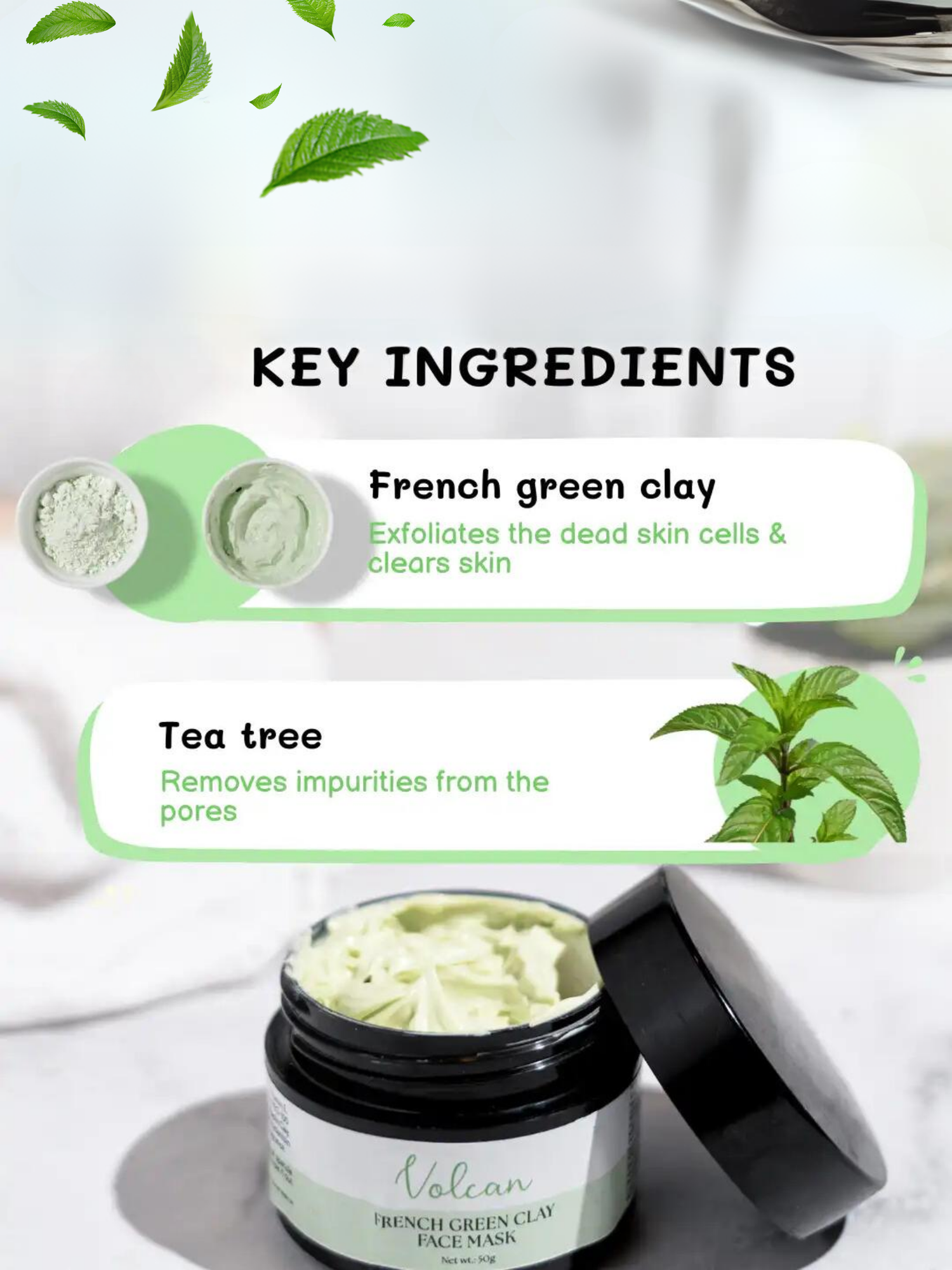 FRENCH GREEN CLAY FACE MASK (DETOXIFY &amp; IMPROVES SKIN&