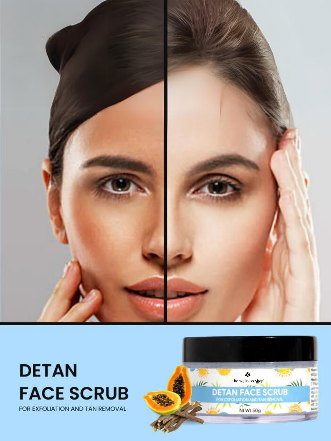 DETAN FACE SCRUB FOR EXFOLIATION AND TAN REMOVAL