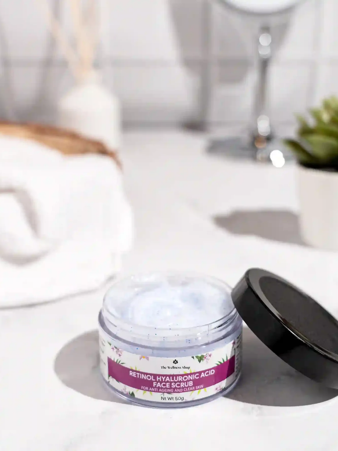 RETINOL AND HYALURONIC FACE SCRUB FOR ANTI AGEING AND CLEAR SKIN