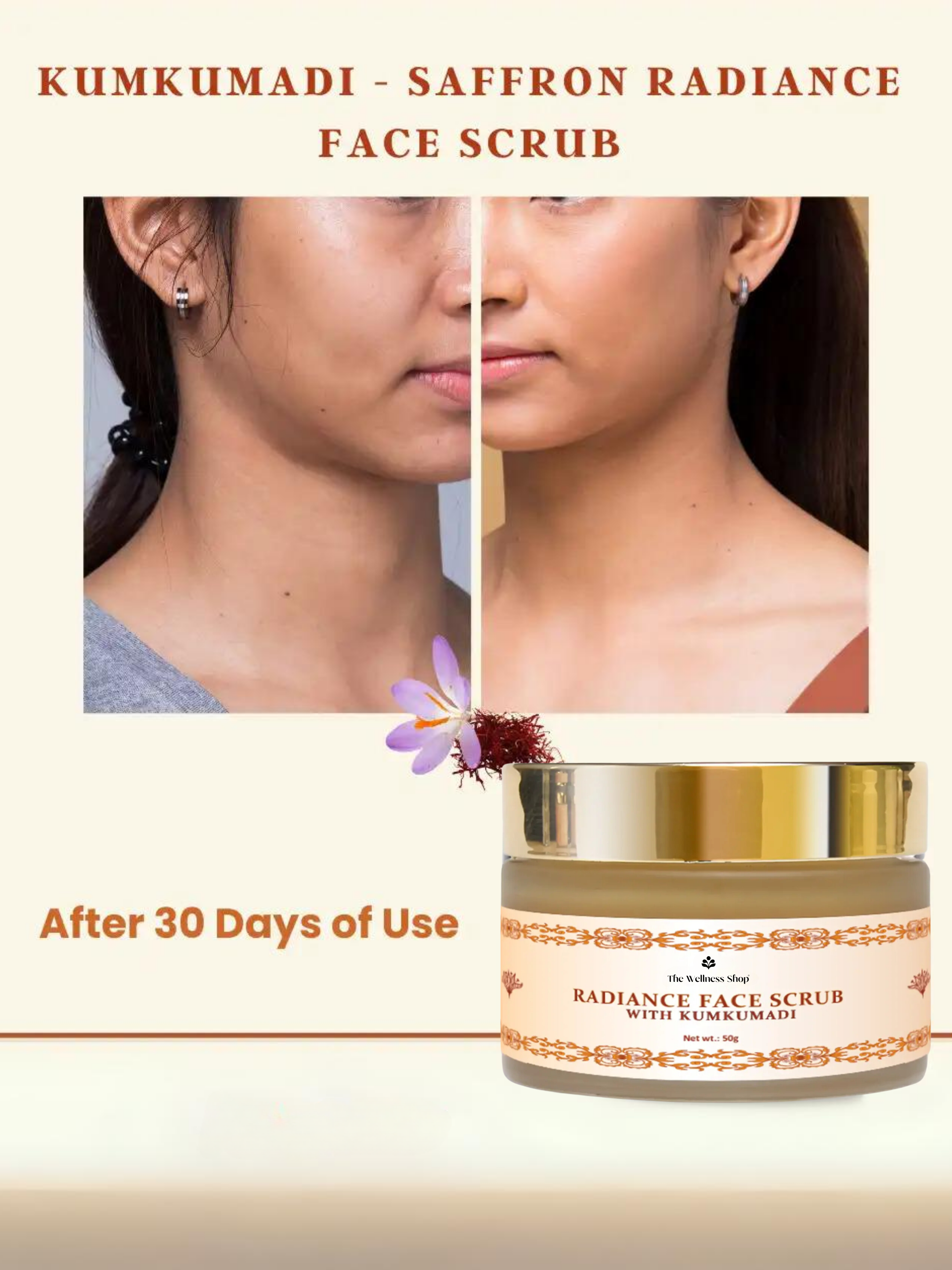 KUMKUMADI SAFFRON RADIANCE FACE SCRUB FOR GLOWING SKIN