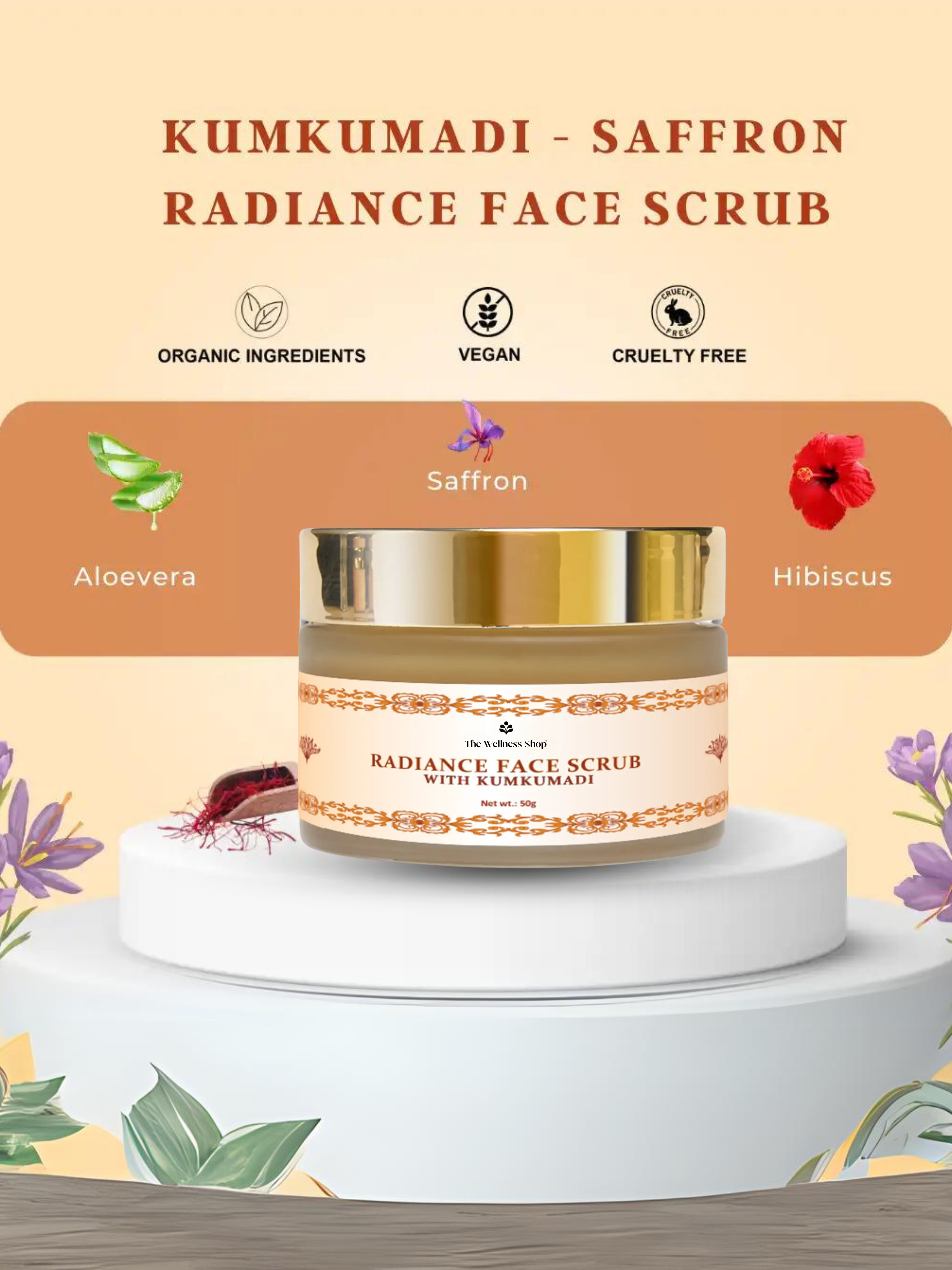 KUMKUMADI SAFFRON RADIANCE FACE SCRUB FOR GLOWING SKIN