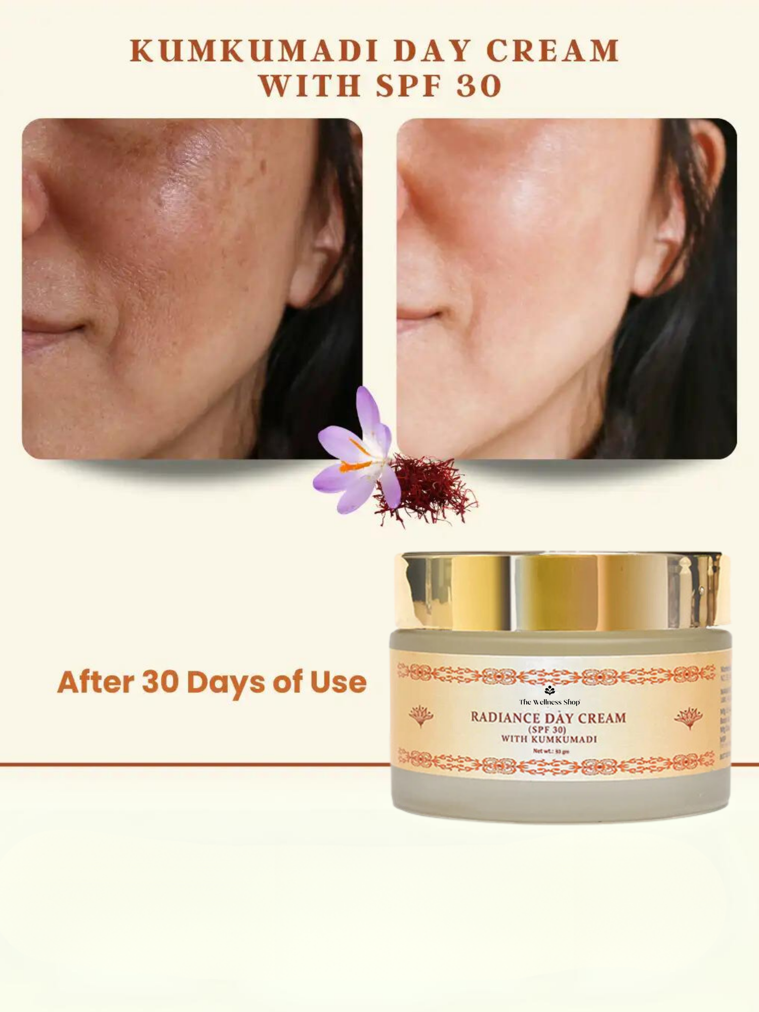 KUMKUMADI DAY CREAM WITH SPF 30 - SAFFRON RADIANCE DAY CREAM