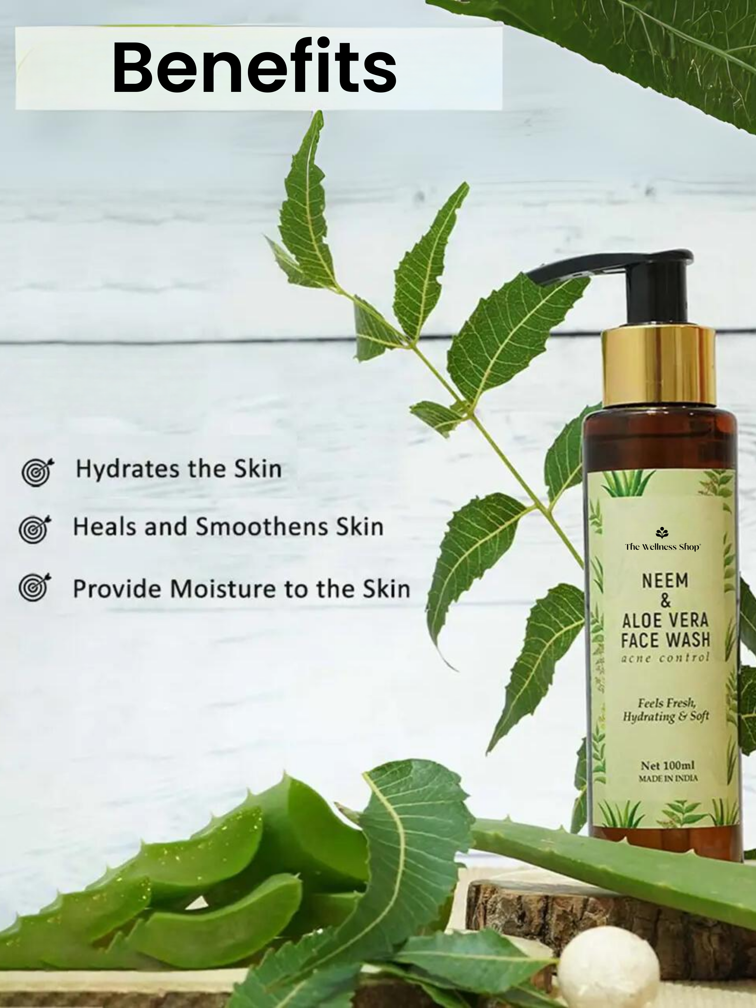 NEEM &amp; ALOE VERA FACE WASH FOR REFRESHING &amp; HYDRATING SKIN (NO PARABEN , NO SULPHATE)