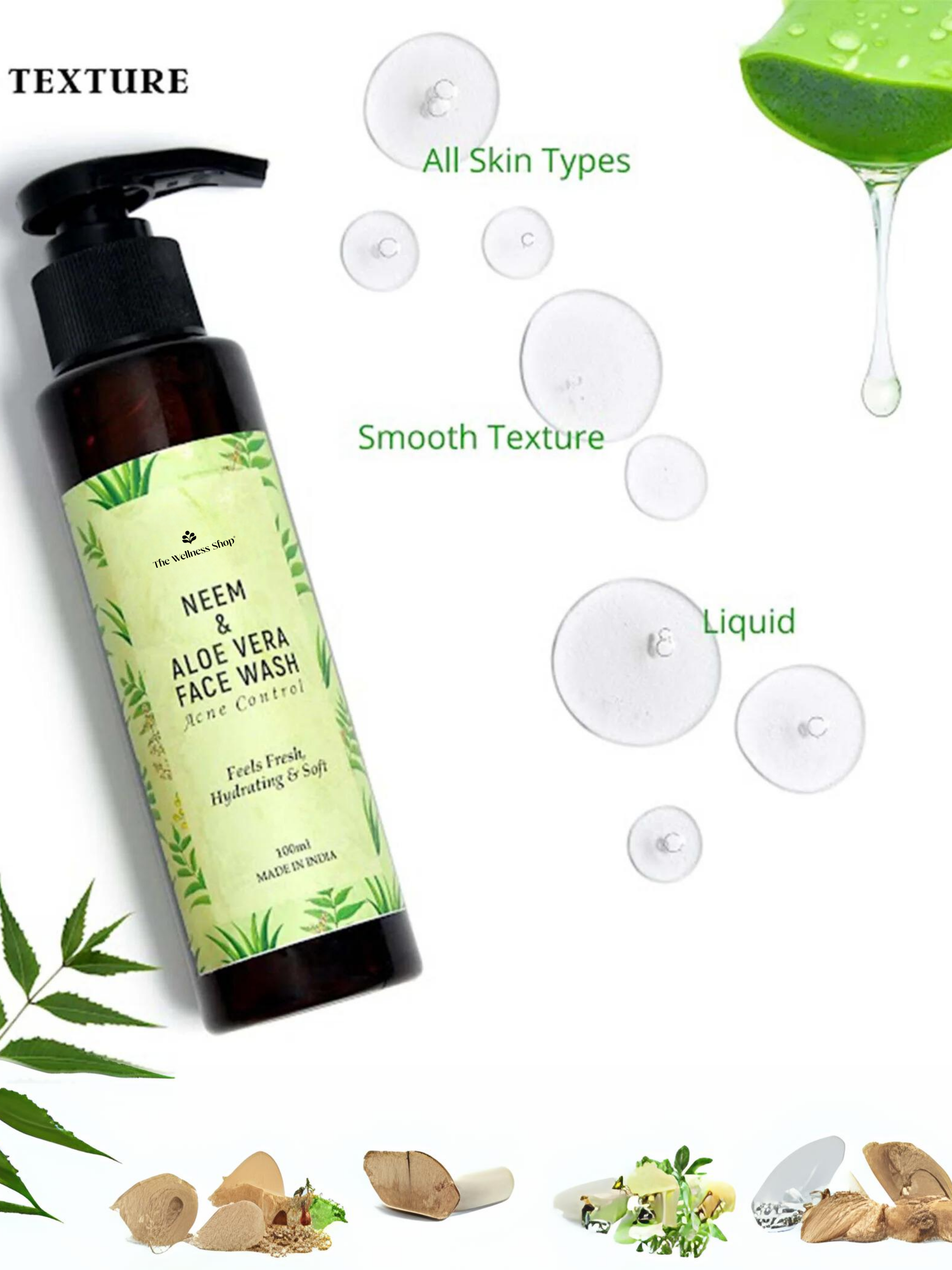 NEEM &amp; ALOE VERA FACE WASH FOR REFRESHING &amp; HYDRATING SKIN (NO PARABEN , NO SULPHATE)