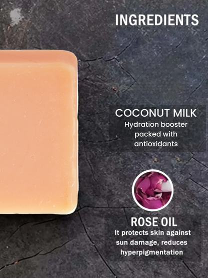 PREMIUM ROSE &amp; COCONUT MILK HANDMADE SOAP ( PARABEN AND SULPHATE FREE )