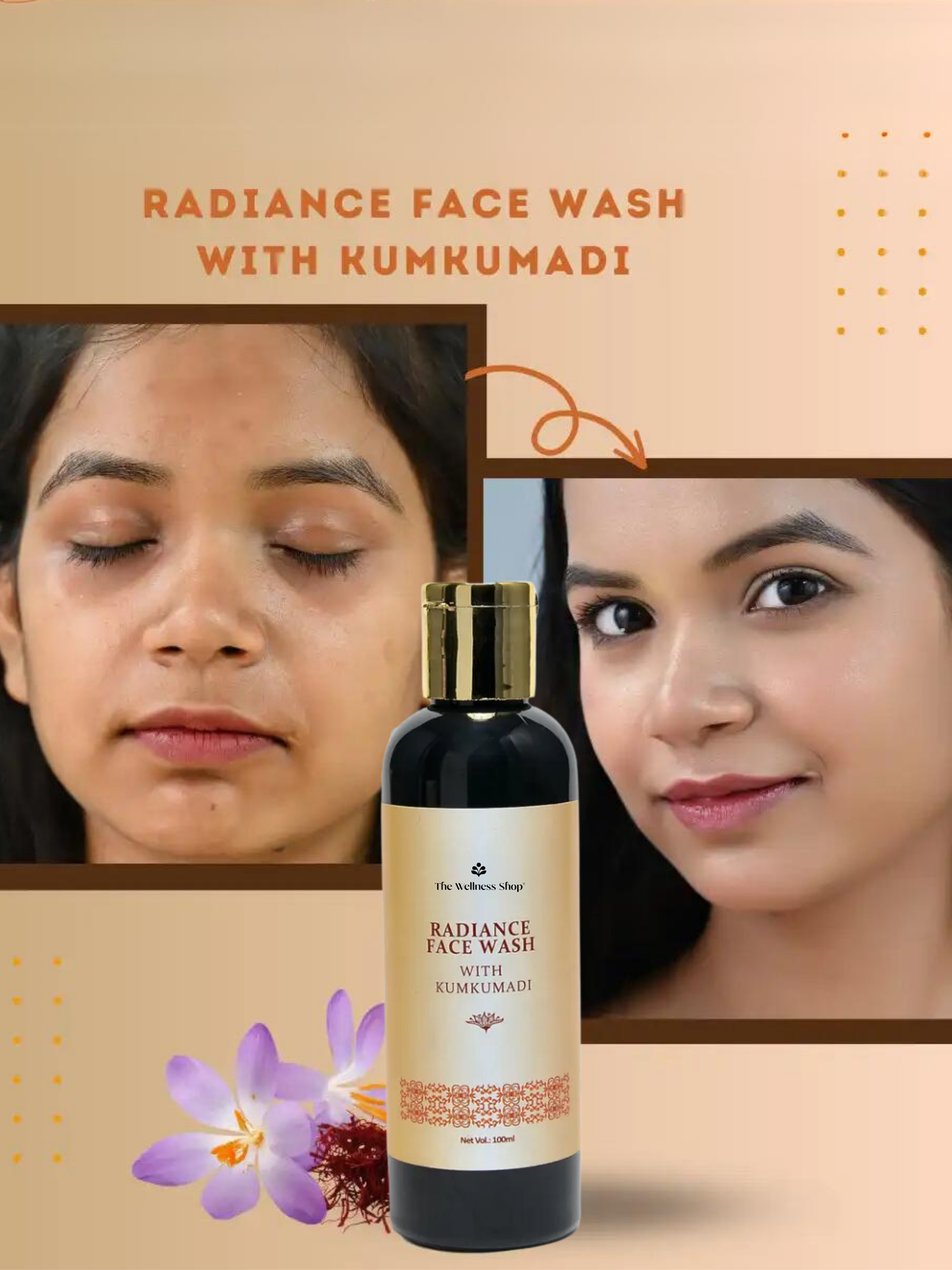 RADIANCE FACE WASH WITH KUMKUMADI FOR BRIGHT &amp; RADIANT SKIN (NO PARABENS, NO SULPHATES)