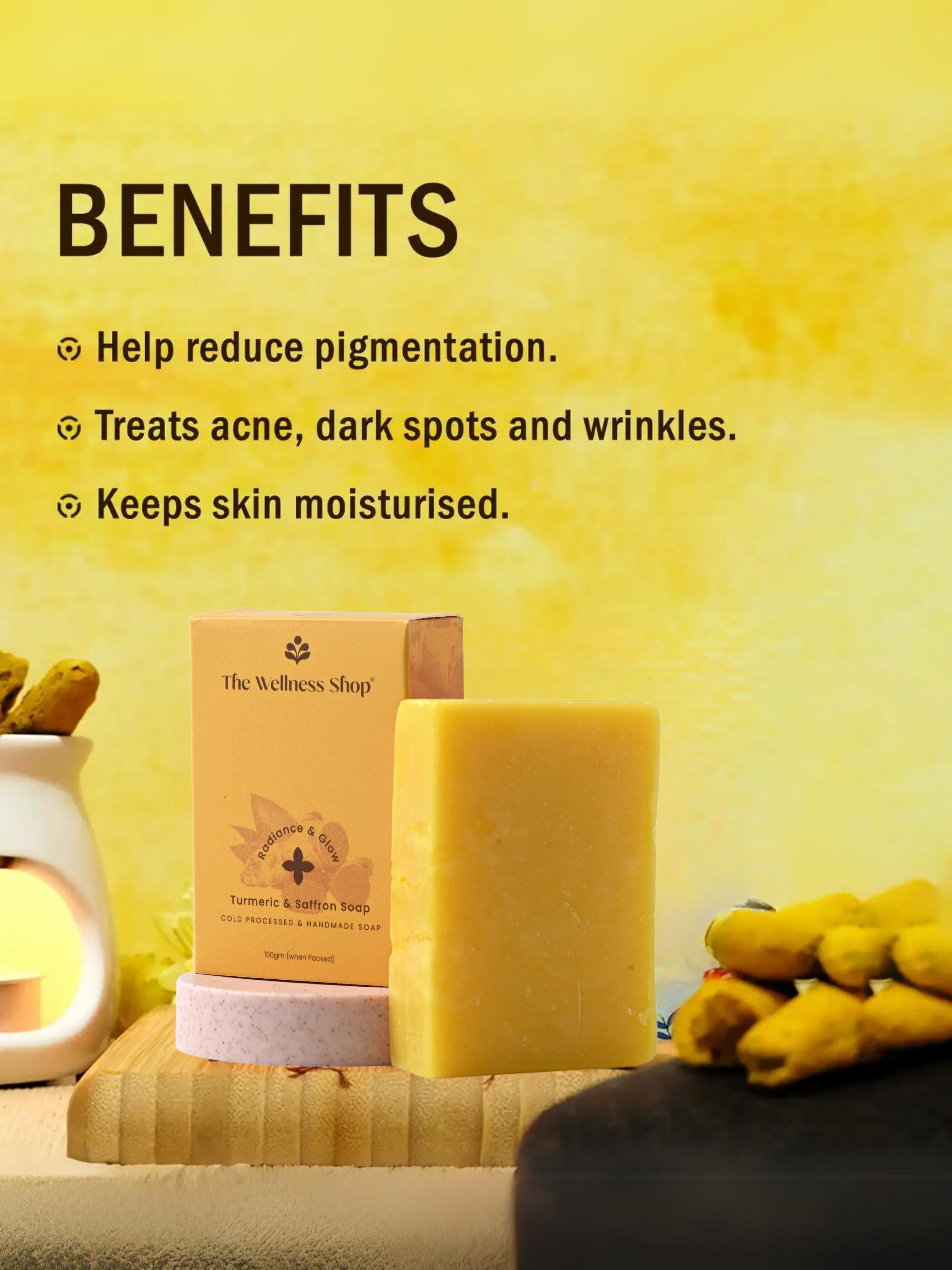 PREMIUM TURMERIC &amp; SAFFRON HANDMADE SOAP ( PARABEN &amp; SULPHATE FREE )