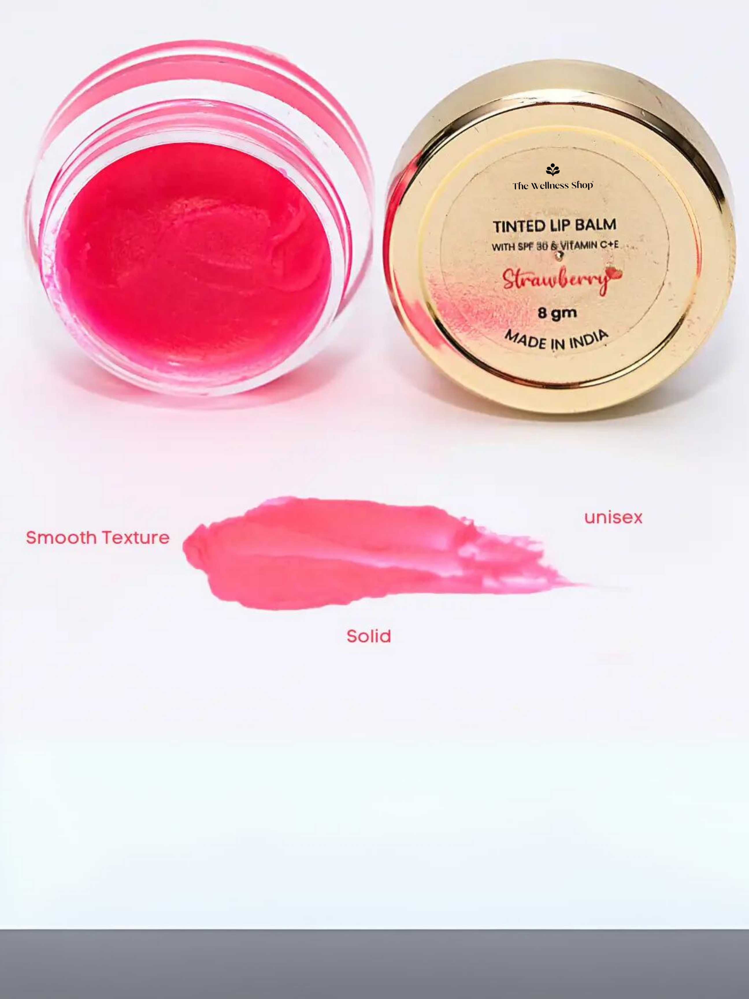 TINTED LIP BALM WITH SPF 30 INFUSED WITH VITAMIN C + E - STRAWBERRY