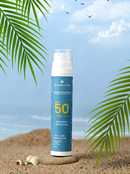 UNSEEN SUNSCREEN SPF 50 PA++++ ULTRA MATTE FINISH GEL WITH UVA + UVB PROTECTION, LEAVES NO WHITE CAST, FINE LINES &amp; WRINKLES CONTROL