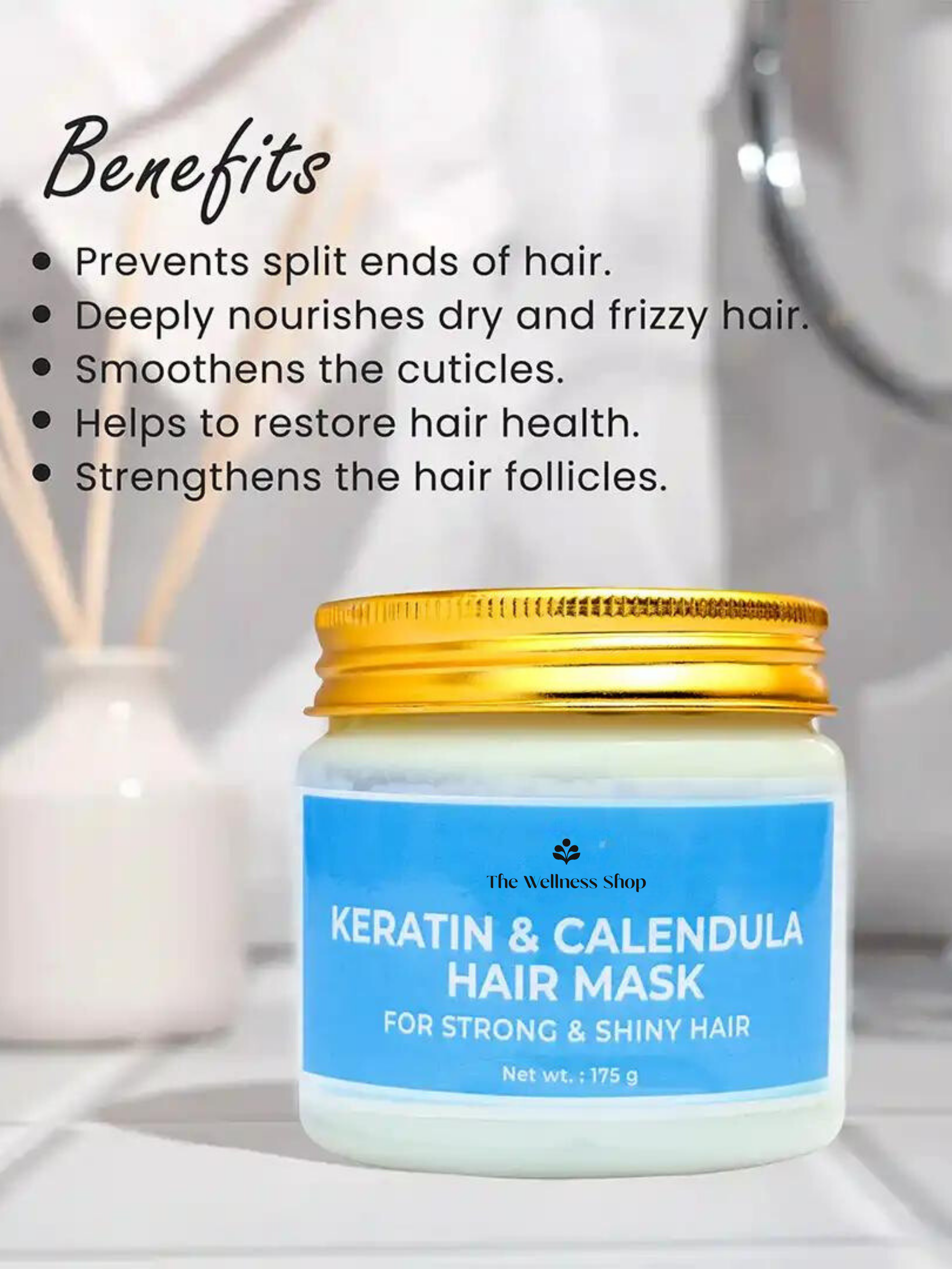 KERATIN AND CALENDULA HAIR MASK (ADDS STRENGTH &amp; ENHANCES SHINE IN 4 WEEKS)