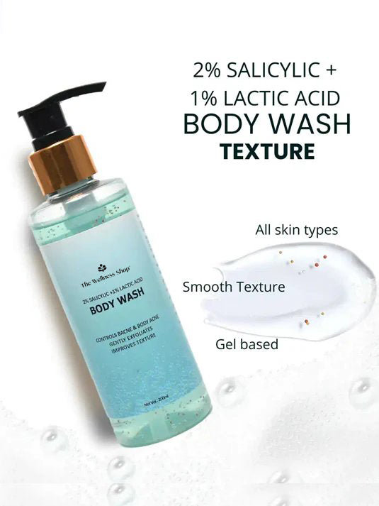 2% SALICYLIC + 1% LACTIC ACID BODY WASH (NATURALLY EXFOLIATES &amp; HYDRATES, SULPHATE AND PARABEN FREE)