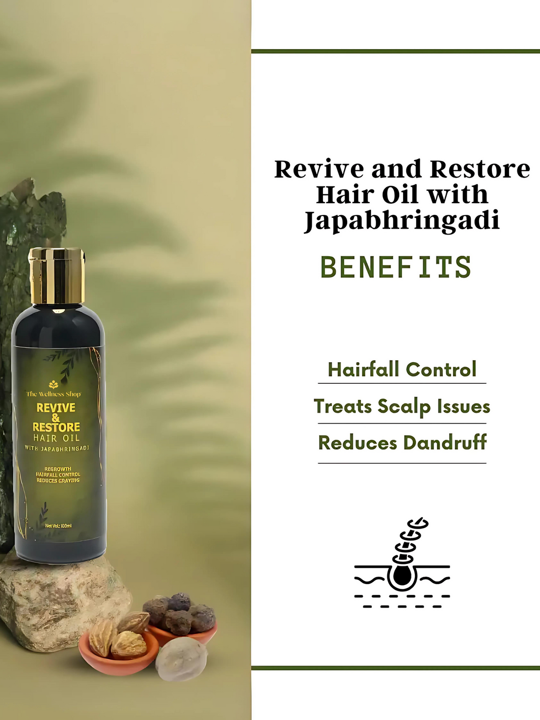 REVIVE AND RESTORE HAIR OIL WITH JAPABHRINGADI (PREVENT PREMATURE GREYING &amp; ADDS SHINE)