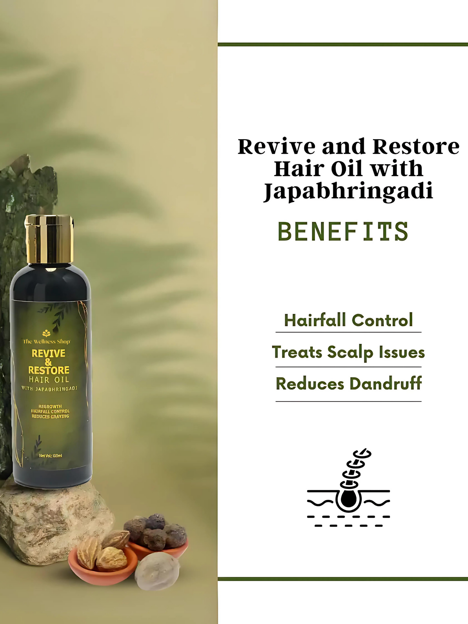 REVIVE AND RESTORE HAIR OIL WITH JAPABHRINGADI (PREVENT PREMATURE GREYING &amp; ADDS SHINE)