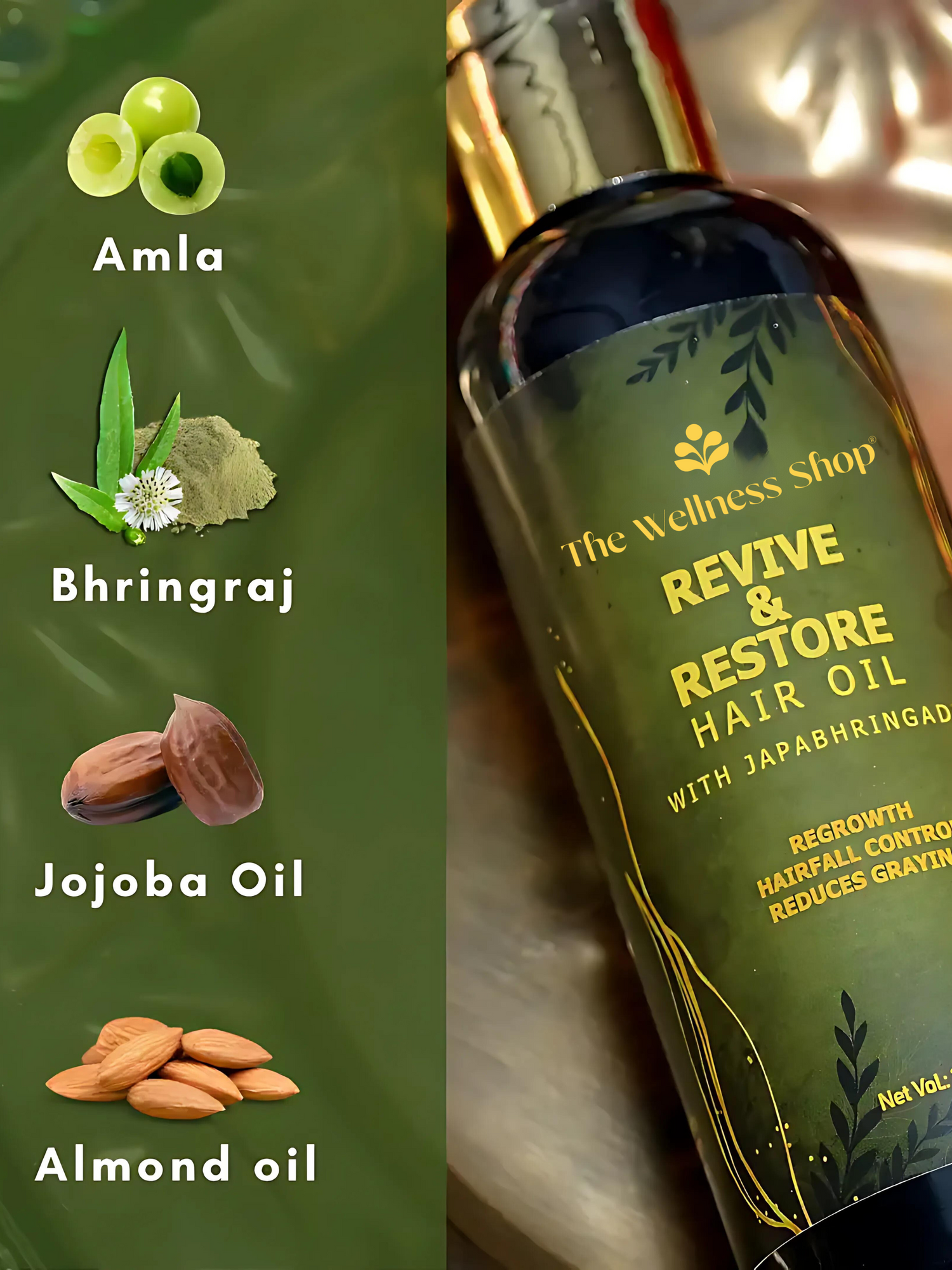 REVIVE AND RESTORE HAIR OIL WITH JAPABHRINGADI (PREVENT PREMATURE GREYING &amp; ADDS SHINE)