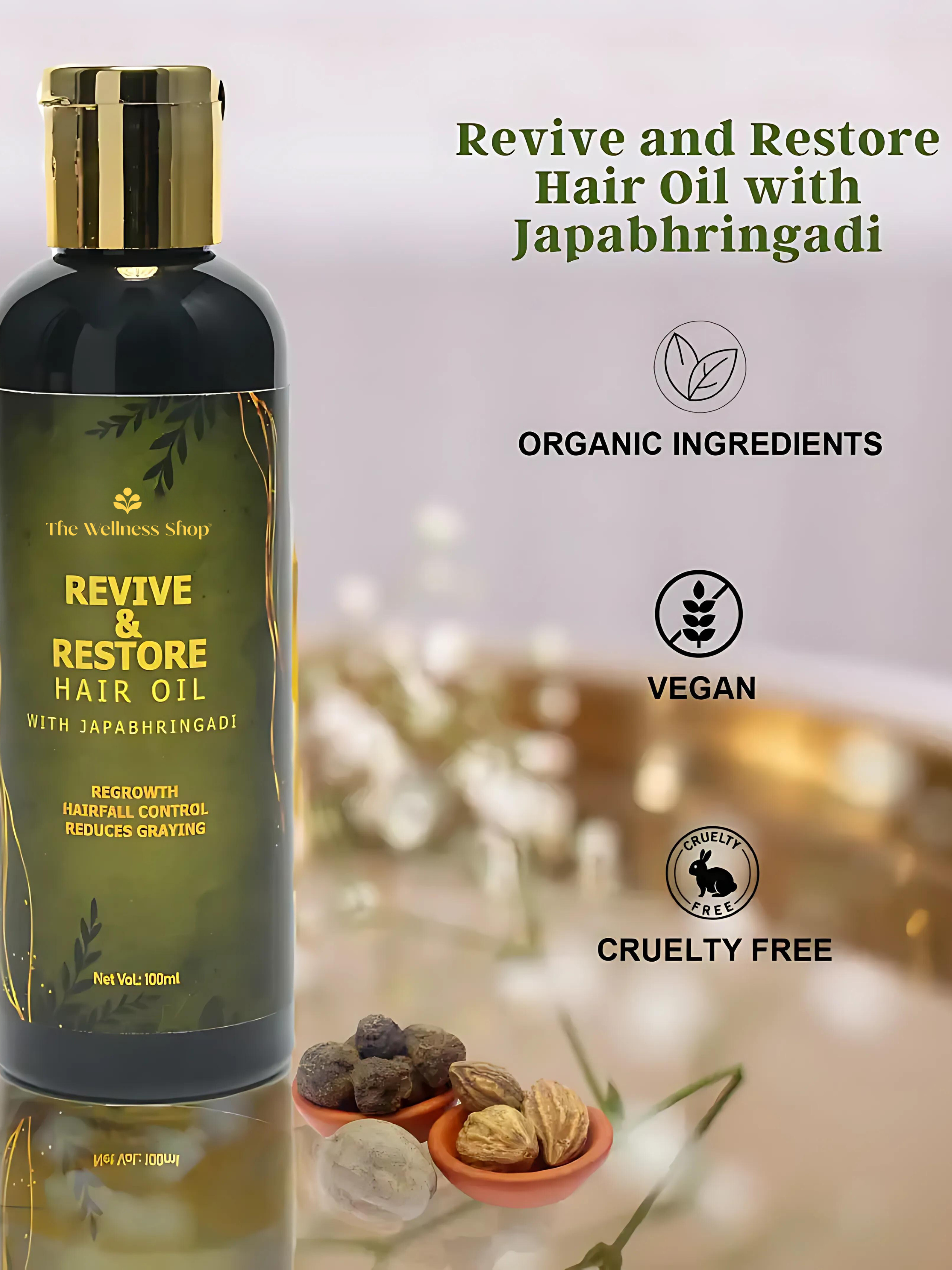 REVIVE AND RESTORE HAIR OIL WITH JAPABHRINGADI (PREVENT PREMATURE GREYING &amp; ADDS SHINE)