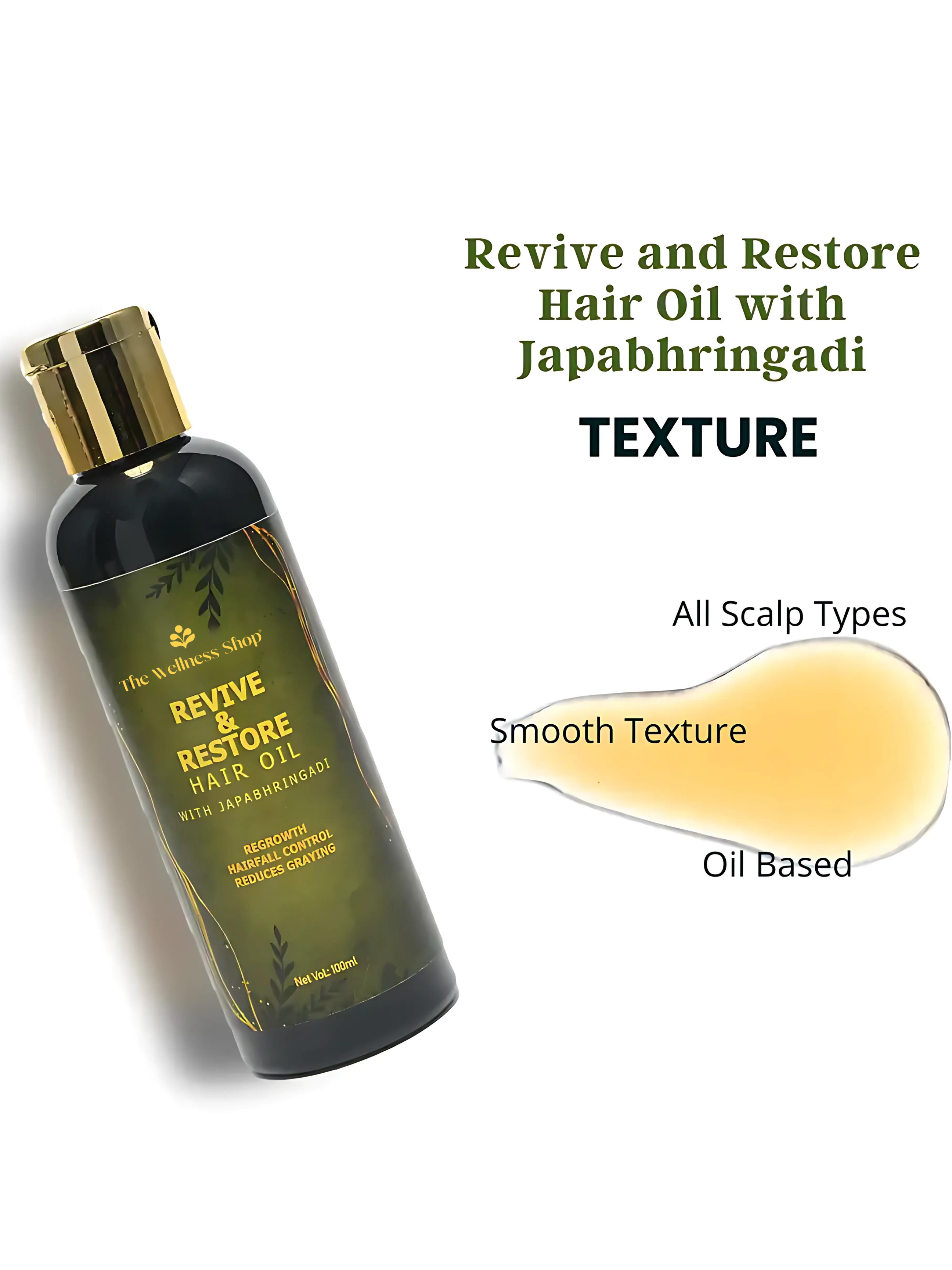 REVIVE AND RESTORE HAIR OIL WITH JAPABHRINGADI (PREVENT PREMATURE GREYING &amp; ADDS SHINE)