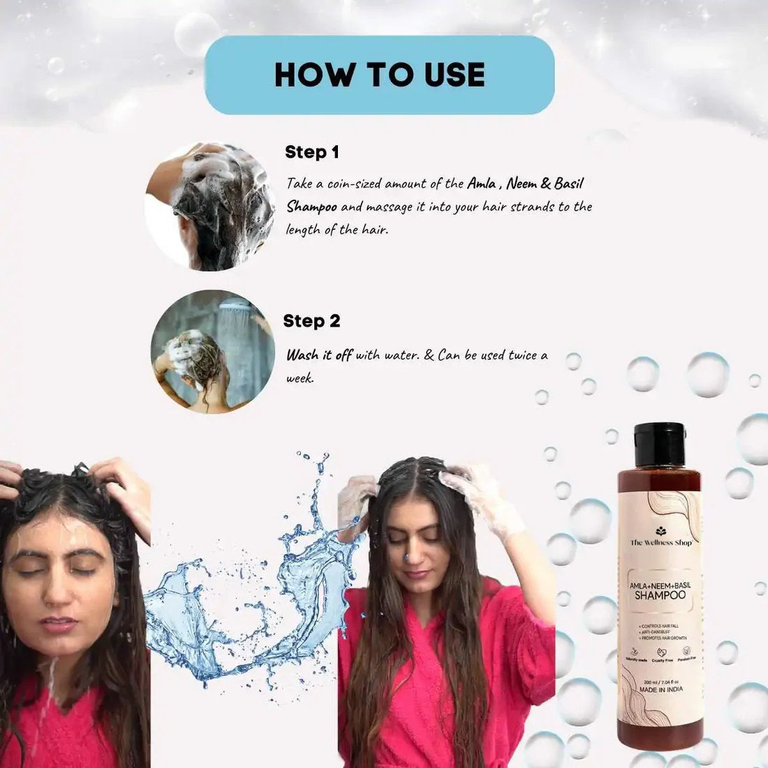 AMLA, NEEM AND BASIL SHAMPOO FOR DANDRUFF &amp; HAIR FALL CONTROL (NO PARABEN, NO SULPHATE)