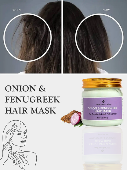 ONION &amp; FENUGREEK HAIR MASK (CONTROLS DANDRUFF &amp; HAIR FALL IN 4 WEEKS)