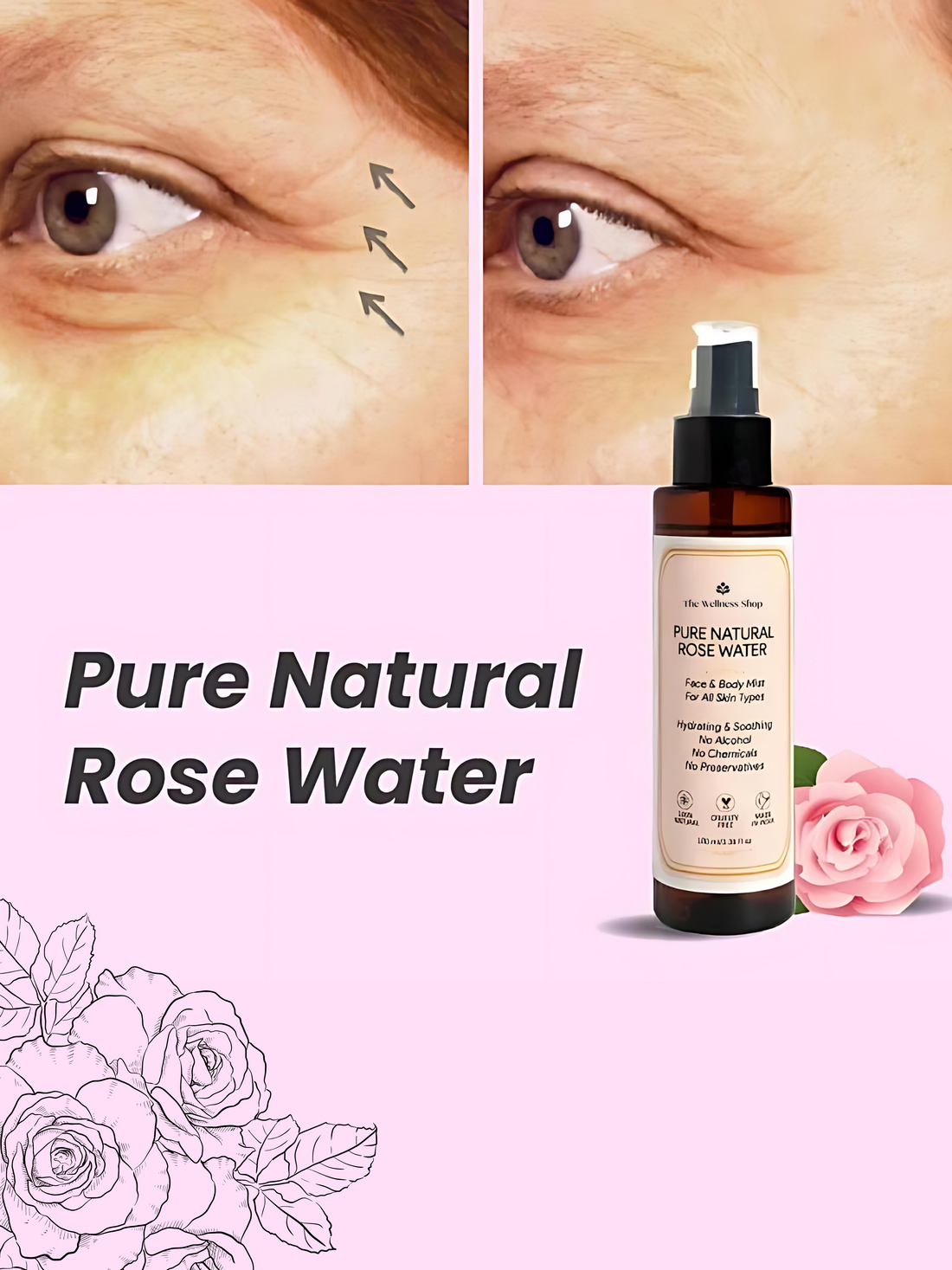 PURE ROSE WATER FOR REFRESHING &amp; HYDRATING SKIN