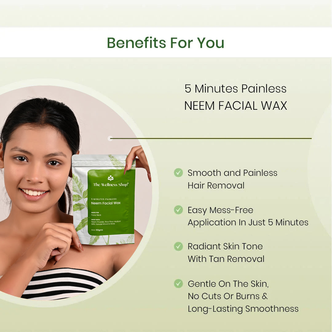 NEEM FACIAL WAX POWDER - 5 MINUTE PAINLESS HERBAL WAX POWDER