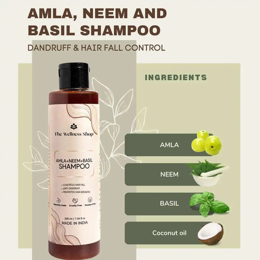 AMLA, NEEM AND BASIL SHAMPOO FOR DANDRUFF &amp; HAIR FALL CONTROL (NO PARABEN, NO SULPHATE)