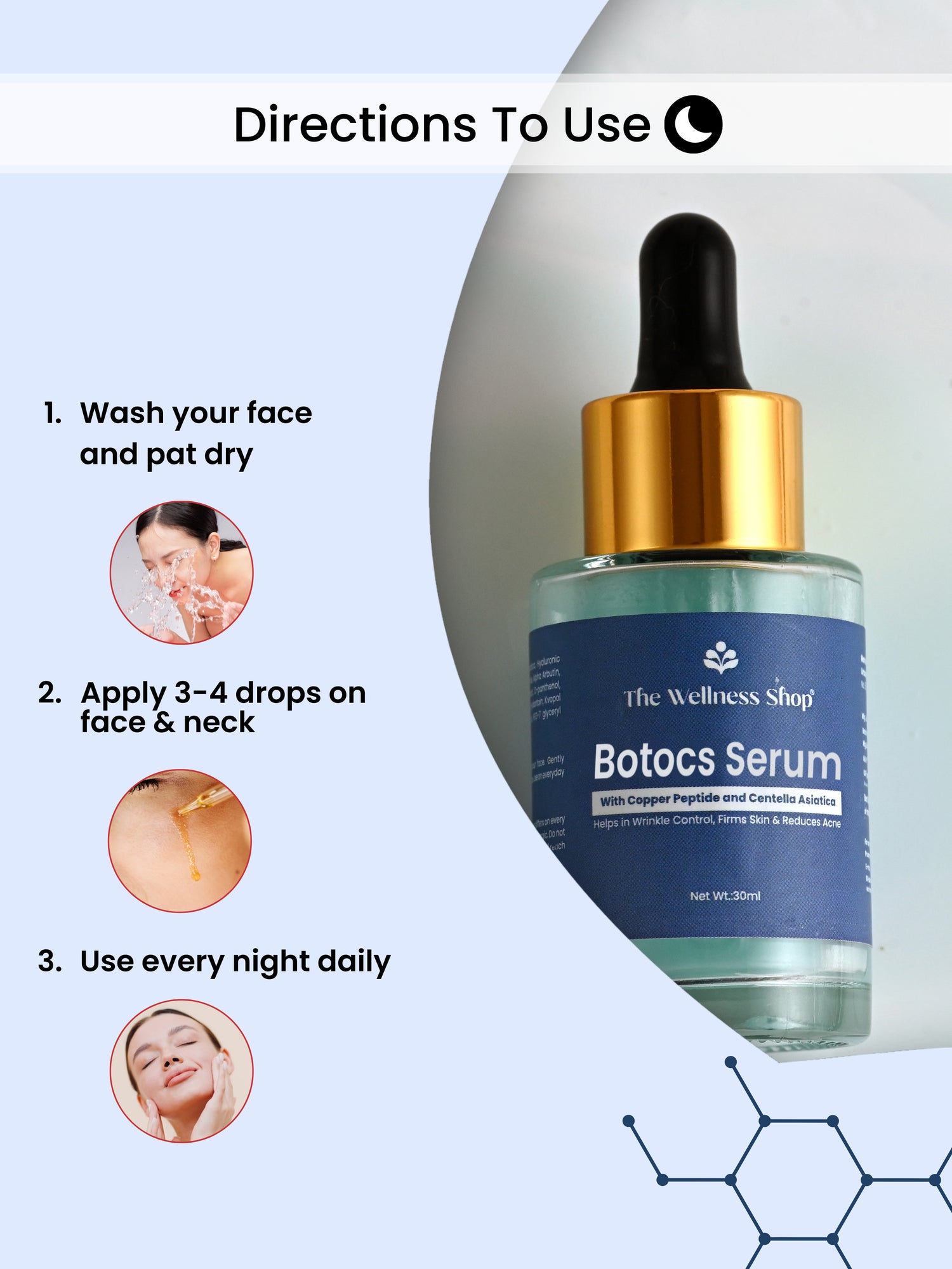 BOTOCS ANTI AGING SERUM WITH COPPER PEPTIDES &amp; CENTELLA ASIATICA, LIGHTENS AGE SPOTS, REDUCES FINE LINES, BARRIER PROTECT