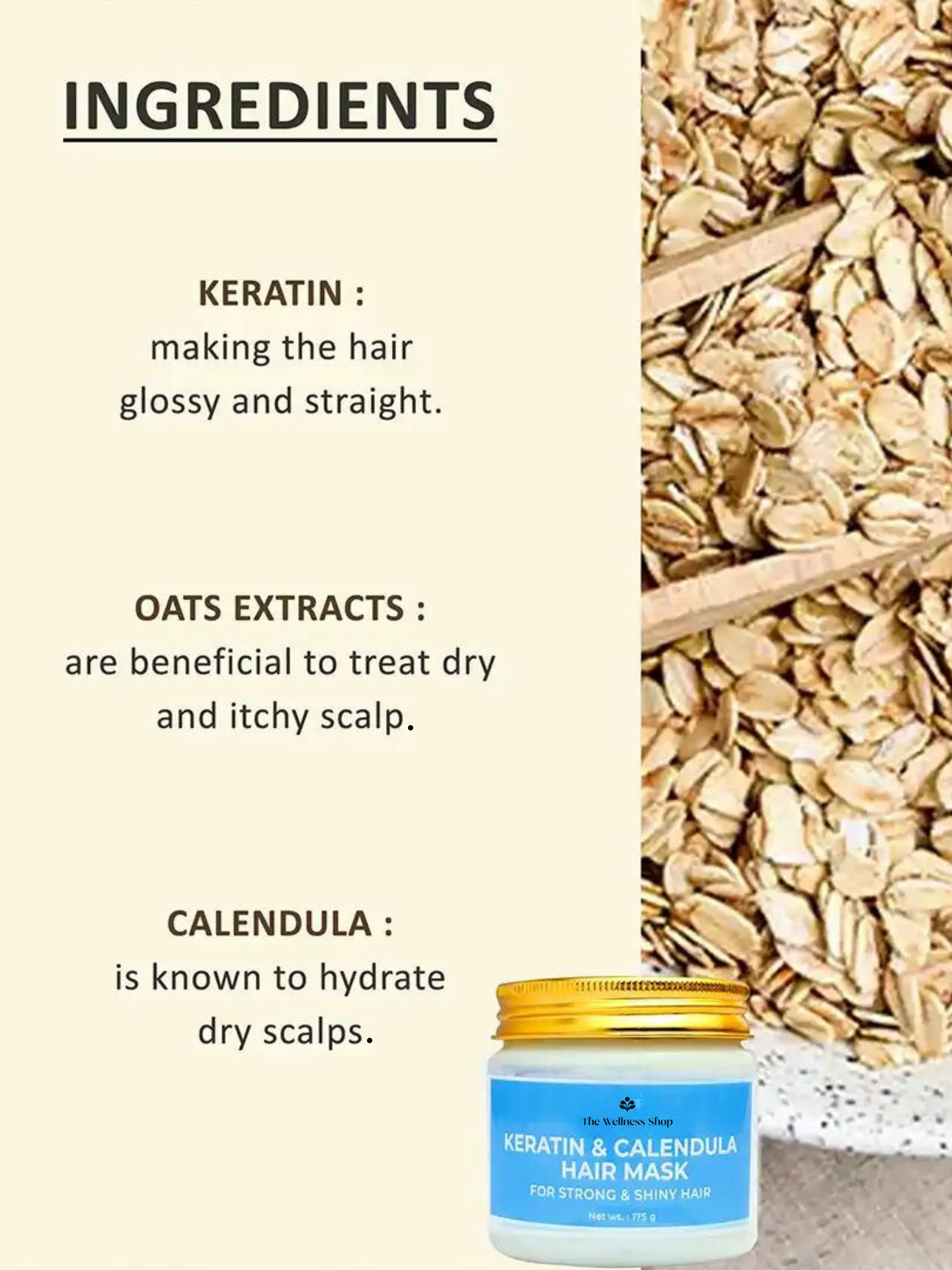 KERATIN AND CALENDULA HAIR MASK (ADDS STRENGTH &amp; ENHANCES SHINE IN 4 WEEKS)