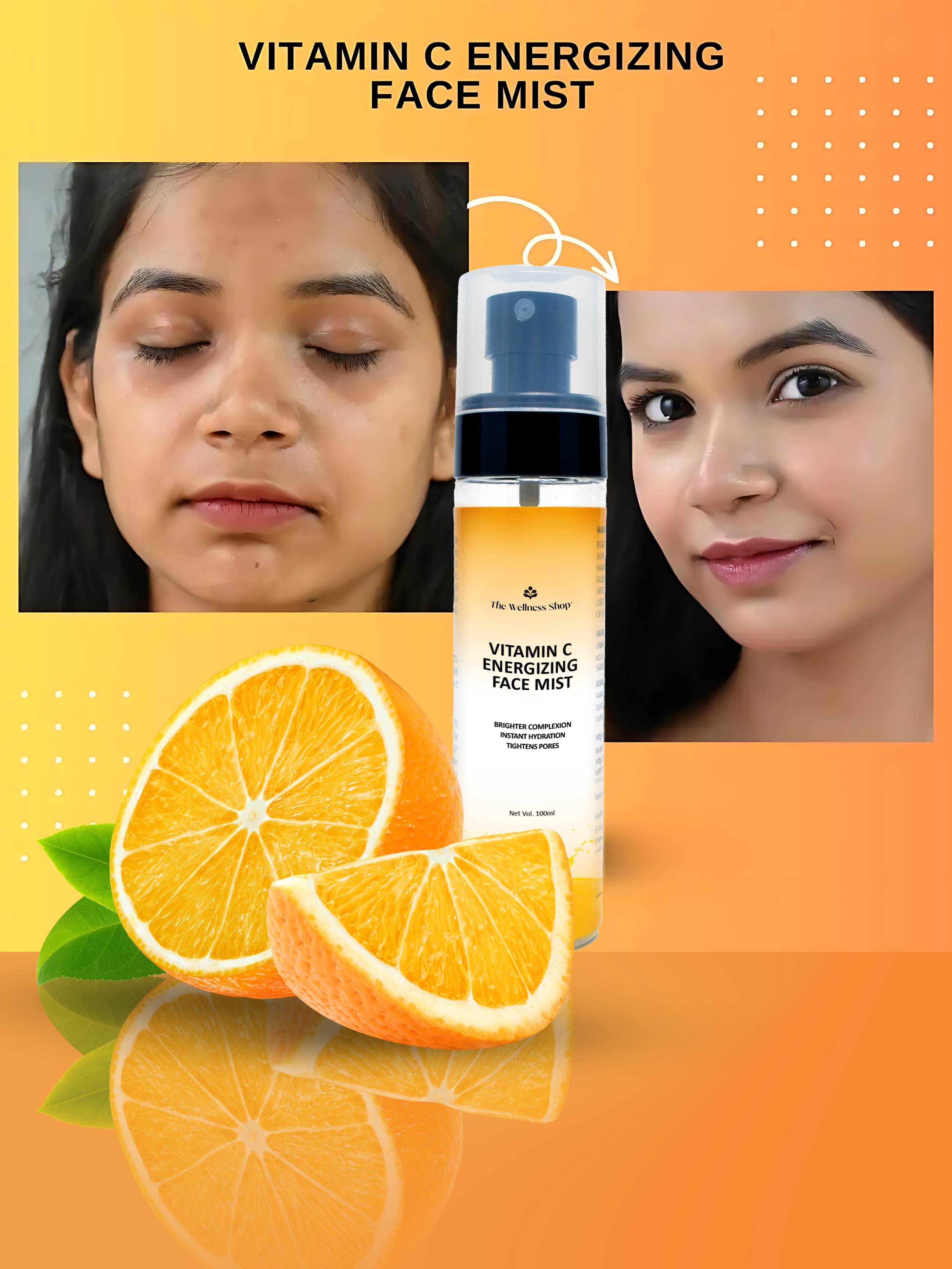 VITAMIN C ENERGISING FACE MIST (IMPROVES SKIN TEXTURE, HYDRATES &amp; MOSTURISES SKIN)