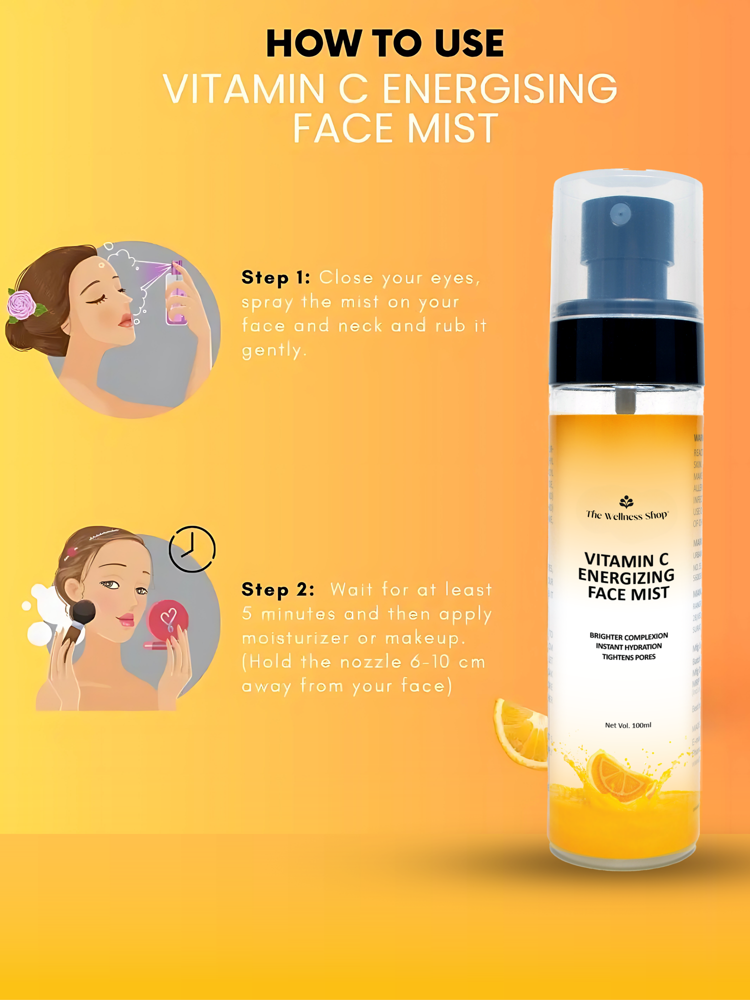 VITAMIN C ENERGISING FACE MIST (IMPROVES SKIN TEXTURE, HYDRATES &amp; MOSTURISES SKIN)