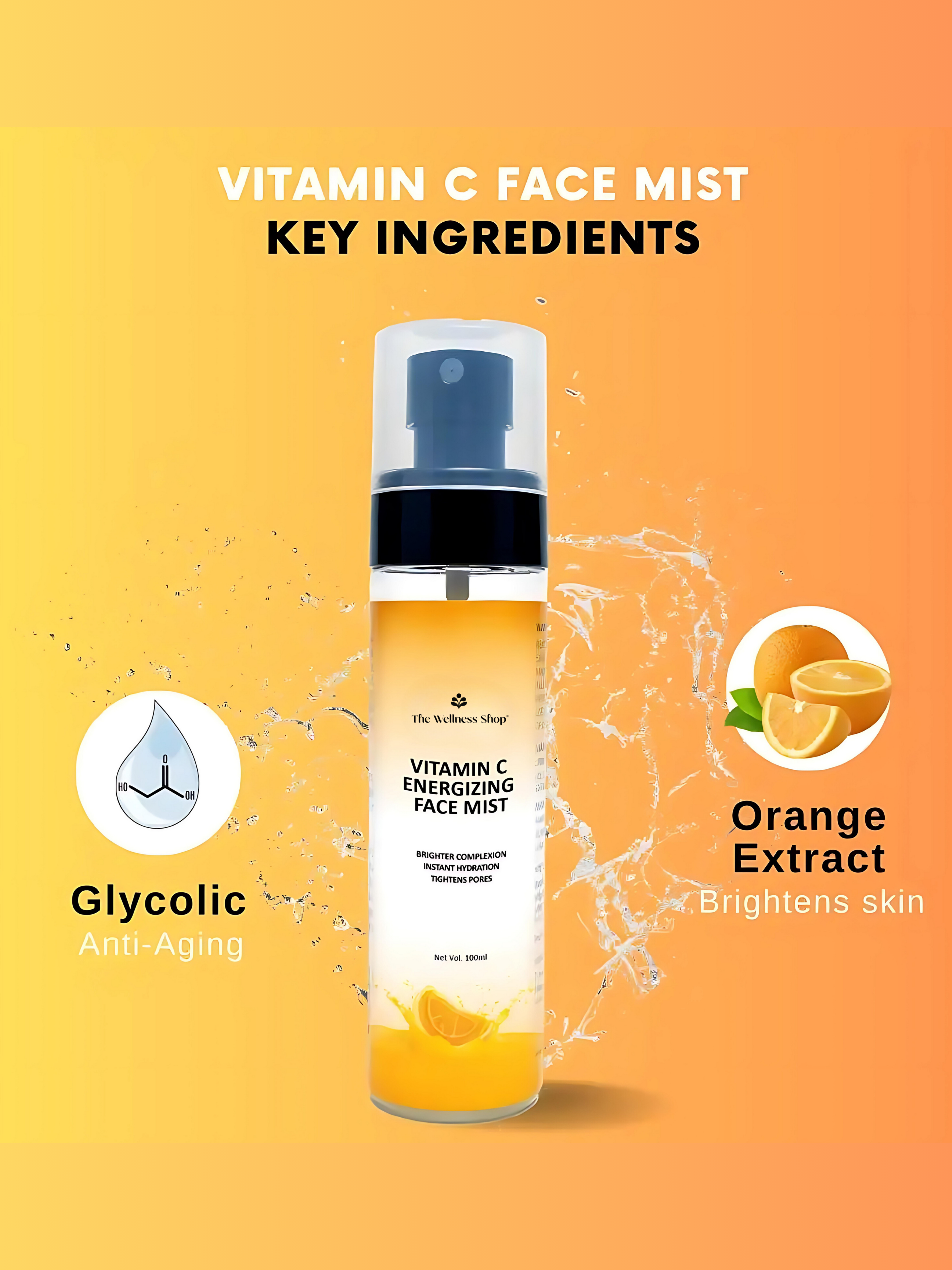 VITAMIN C ENERGISING FACE MIST (IMPROVES SKIN TEXTURE, HYDRATES &amp; MOSTURISES SKIN)