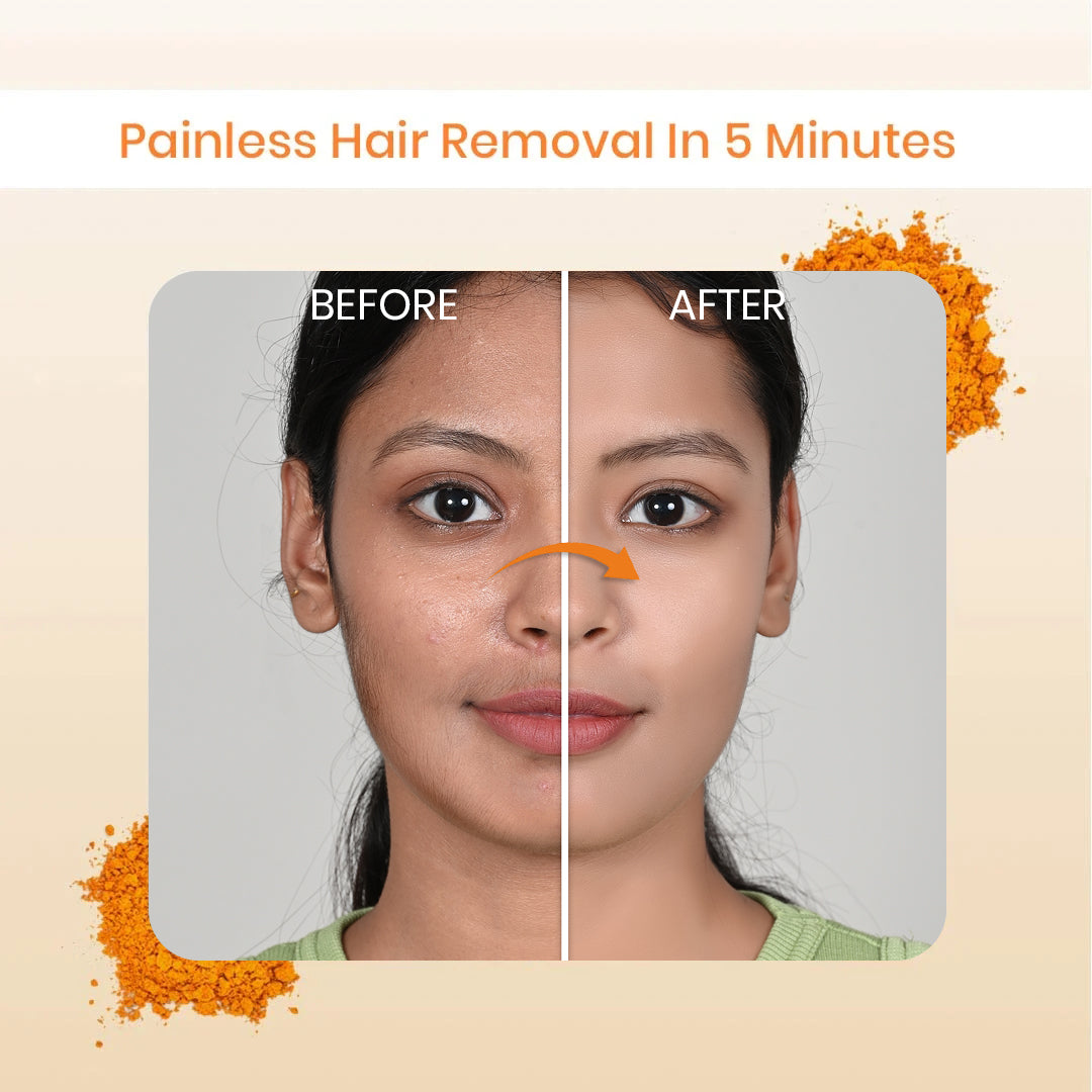 TURMERIC FACIAL WAX - 5 MINUTES PAINLESS HERBAL WAX POWDER