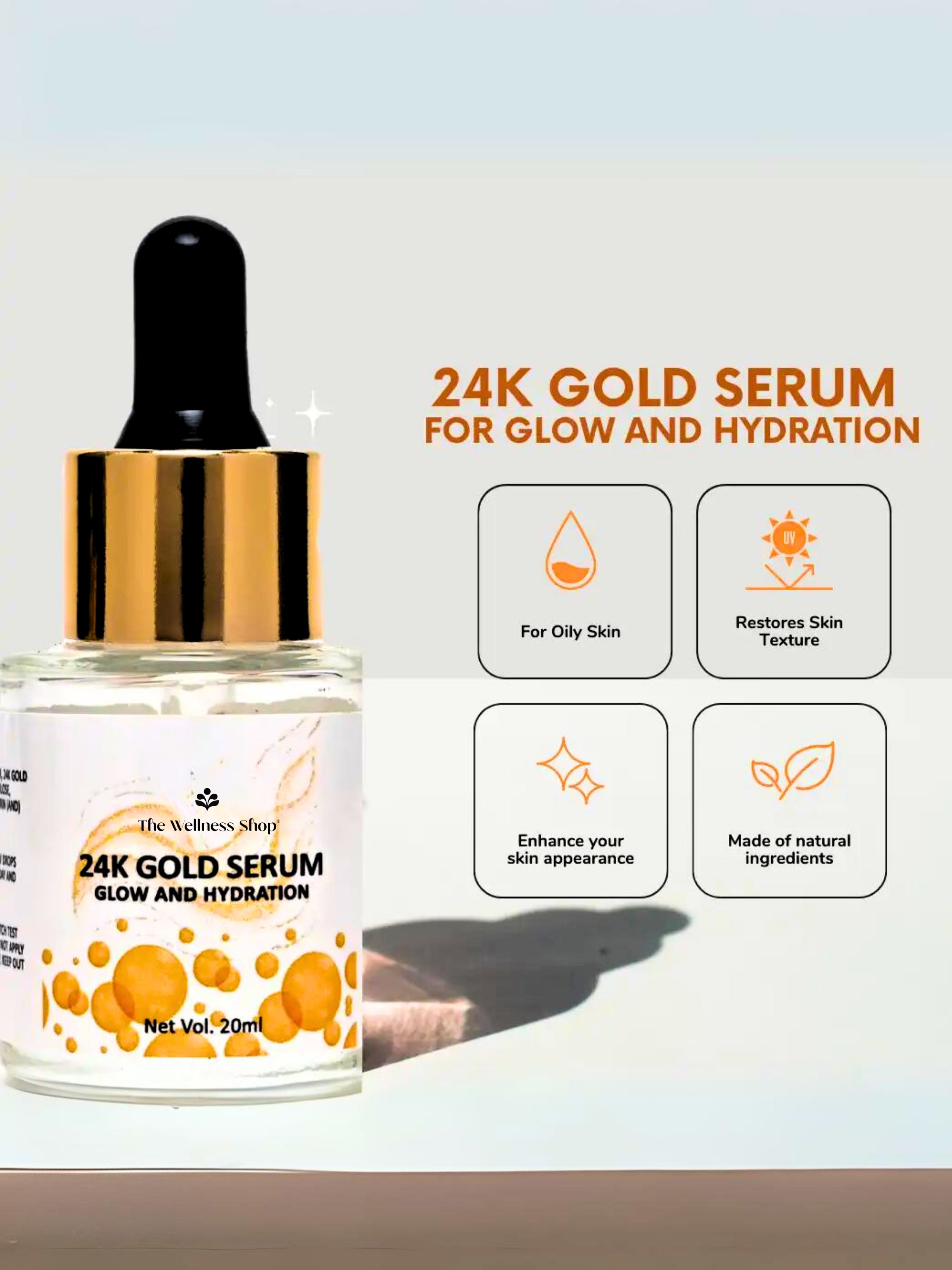 24K GOLD SERUM FOR GLOW AND HYDRATION - WATER BASED