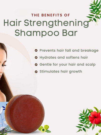 HAIR STRENGTHENING SHAMPOO BAR WITH HIBISCUS, AMLA &amp; BHRINGRAJ (NO PARABEN, NO SULPHATE, NO SLES)