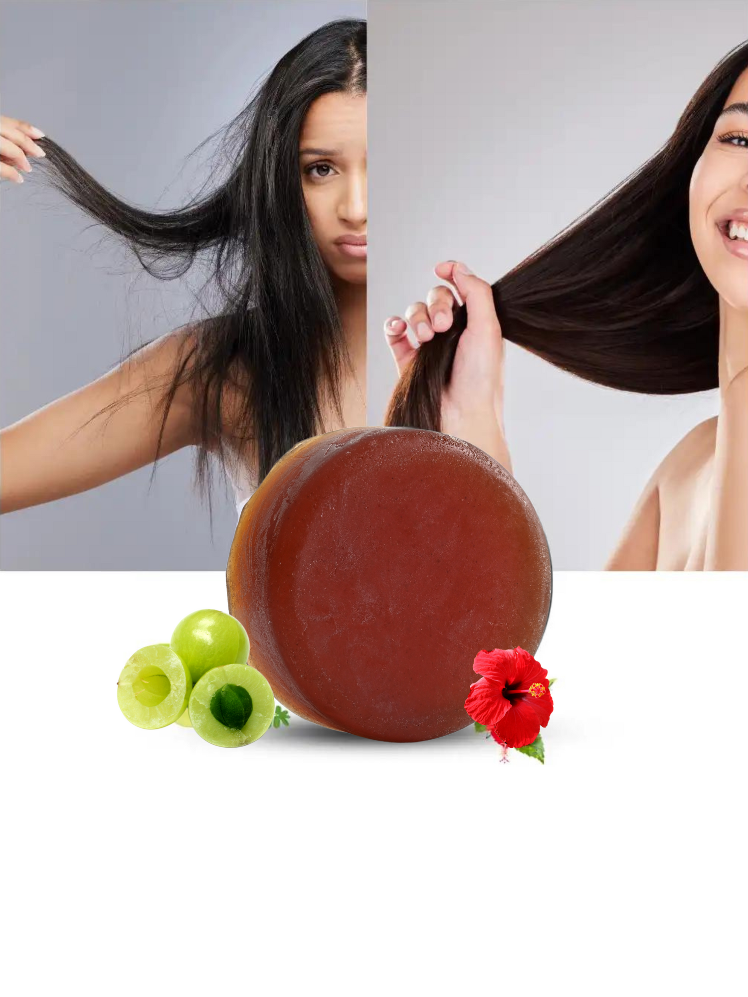 HAIR STRENGTHENING SHAMPOO BAR WITH HIBISCUS, AMLA &amp; BHRINGRAJ (NO PARABEN, NO SULPHATE, NO SLES)