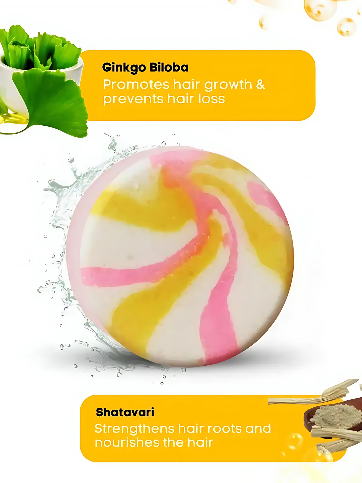 ANTI-HAIRFALL SHAMPOO BAR WITH GINKGO BILOBA AND SHATAVARI (NO PARABEN, NO SULPHATE, NO SLES)