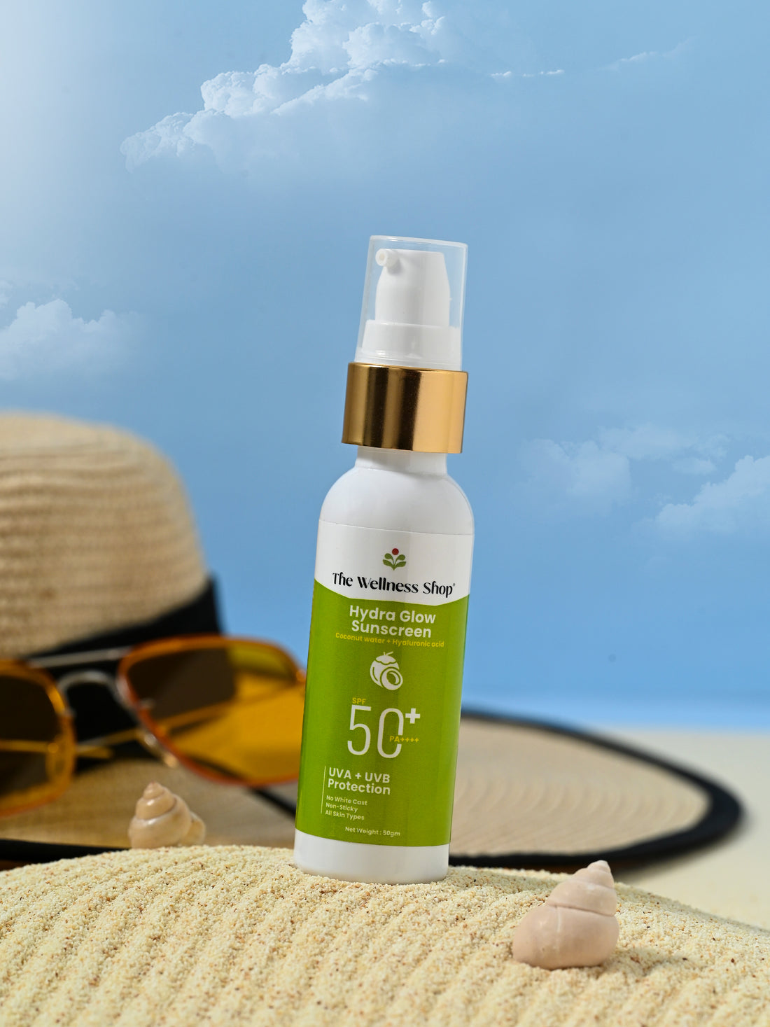 HYDRA GLOW SUNSCREEN (COCONUT WATER + HYALURONIC ACID) WITH SPF 50 PA ++++