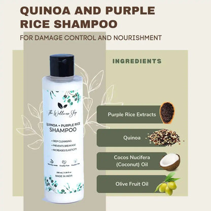 QUINOA AND PURPLE RICE SHAMPOO FOR DEEP CLEANSING &amp; STRENGTH (NO PARABEN, NO SULPHATE)