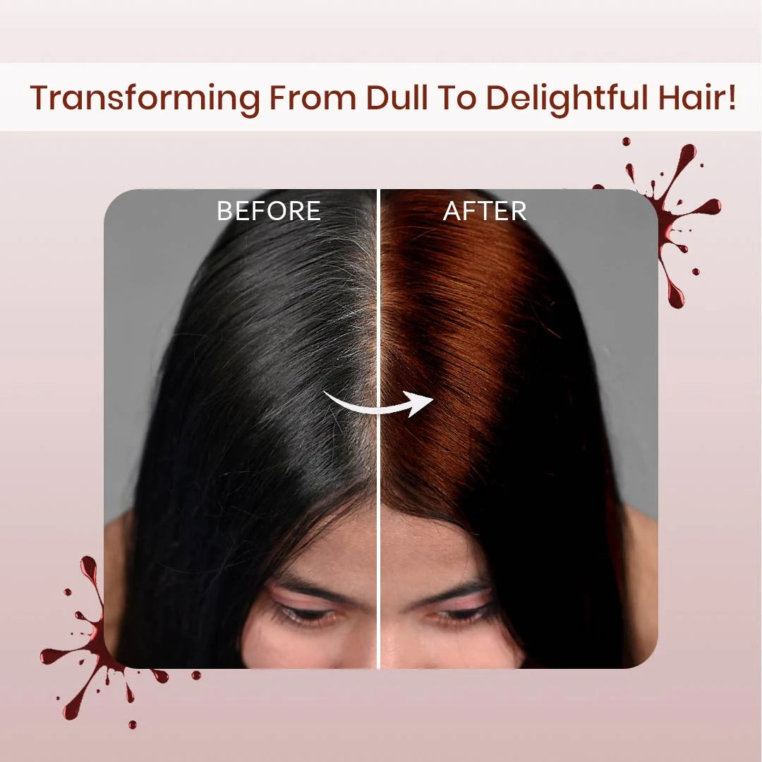 ORGANIC BURGUNDY HAIR COLOUR (HENNA BASED, PREMIUM QUALITY, NO PPD, NO AMMONIA, LASTS 2-3 WEEKS)