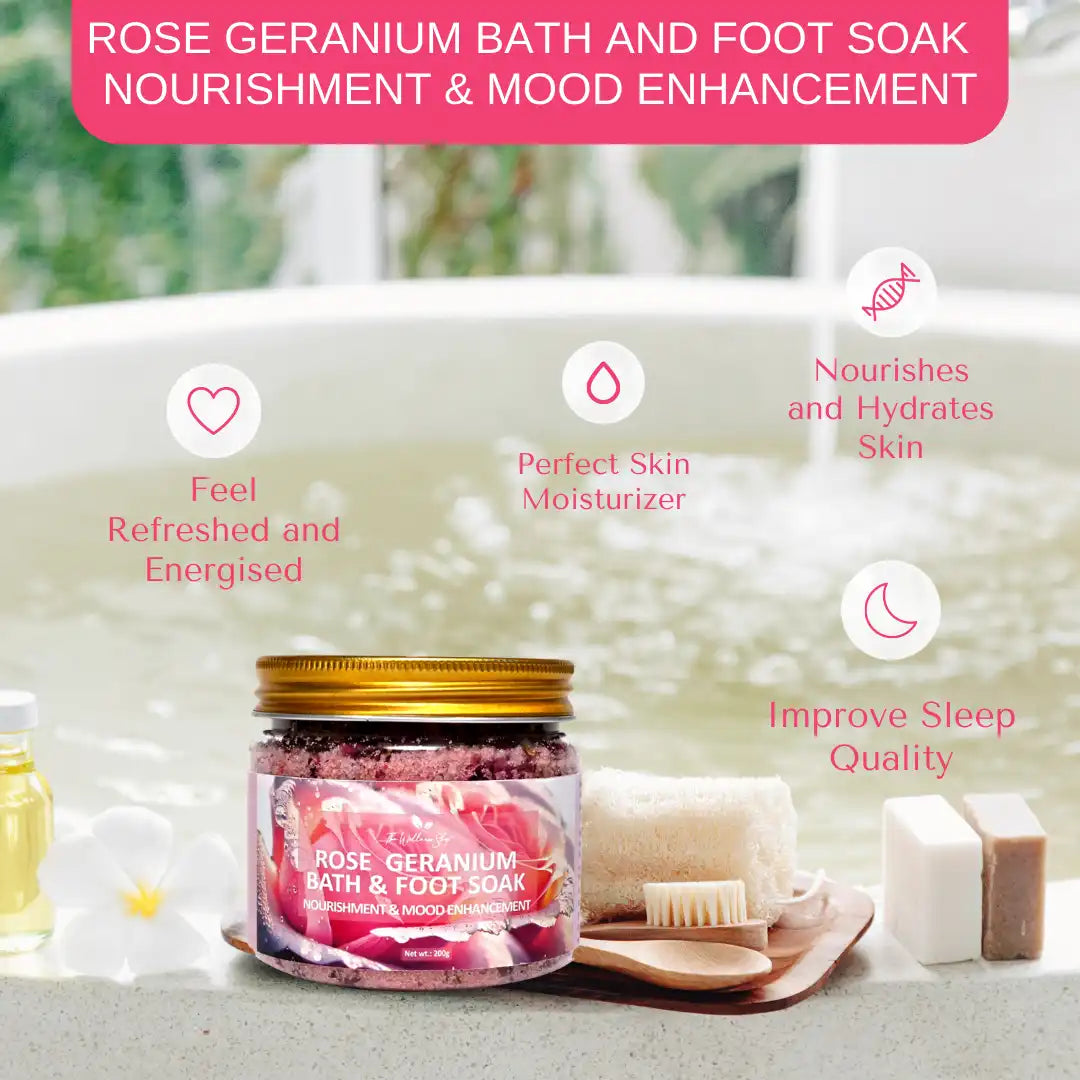 ROSE GERANIUM BATH AND FOOT SOAK - NOURISHMENT &amp; MOOD ENHANCEMENT