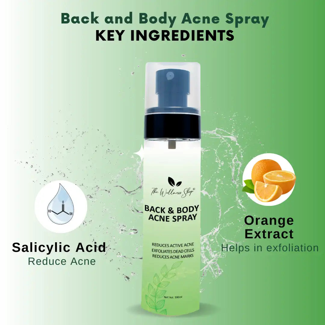 BACK AND BODY ACNE SPRAY (ACNE CONTROL, AVOIDS ACNE BREAKOUTS, ORGANIC INGREDIENTS)