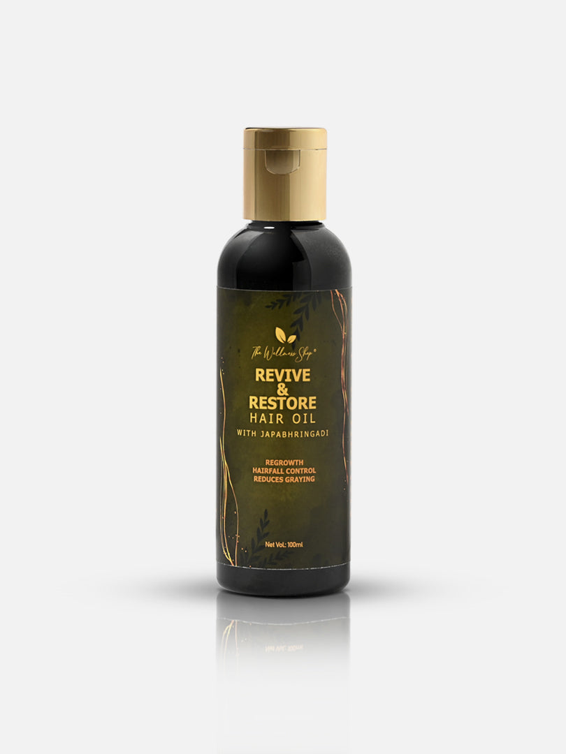 REVIVE AND RESTORE HAIR OIL WITH JAPABHRINGADI (PREVENT PREMATURE GREYING &amp; ADDS SHINE)